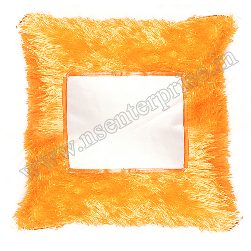 SQUARE FUR SUBLIMATION PILLOW YELLOW - Satin Cover, 16x16 inches, Orange Color | Classy Square Shape, Perfect for Custom Sublimation Printing