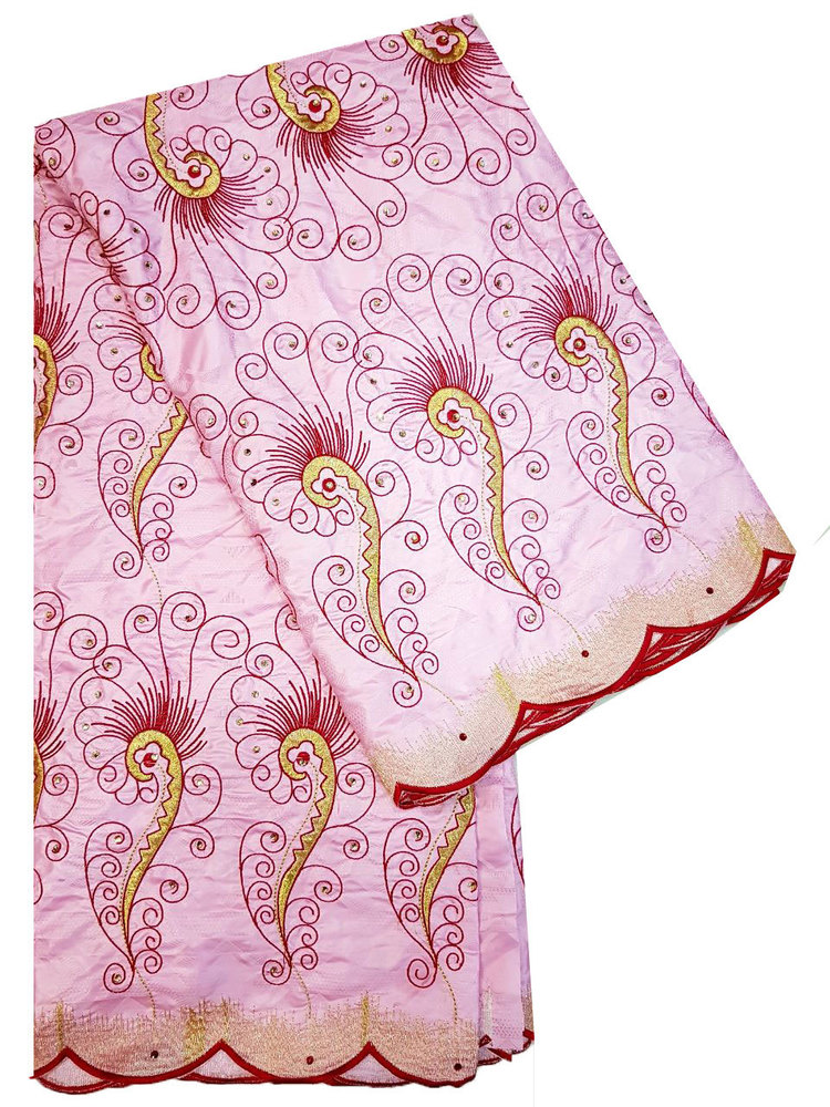 Bazin Embroidery Light Pink with Cotton Emboridery