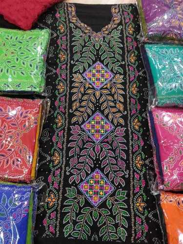 satin kurchi print hand work dress materials