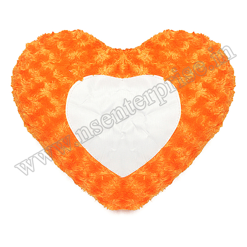 ROSE FUR SUBLIMATION PILLOW - Satin Cover, Heart Shape, Orange Color | Sublimation Cushion for Superior Printing Results