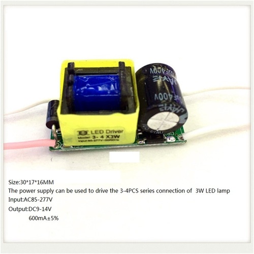 Built-in Led Driver Power Supply 3-4x3w Input Ac85-277v Output Dc9-14v/600ma5%