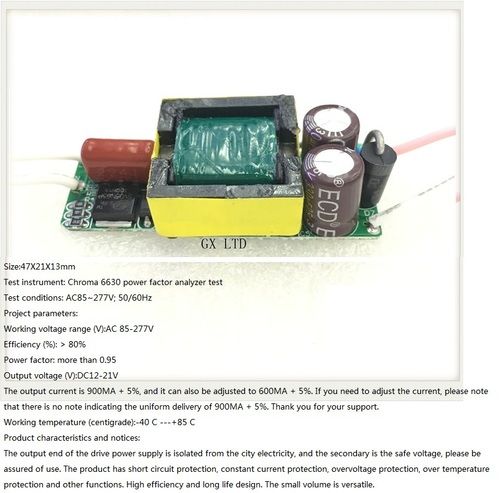 Built-In Led Driver Power Supply 3-6X3W Input Ac 85-277V Output Dc 12V-21V/900Maa 5% Base Material: Fr1