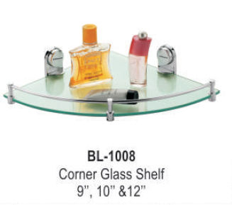 Stainless Steel Corner Glass Shelf