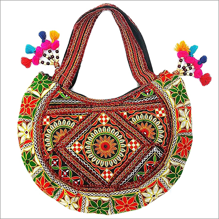 Ladies Bags - Cotton Fabric, Spacious Zipper Compartment | Artistic Embroidery Design, Easy to Clean and Eye-Catchy Pattern