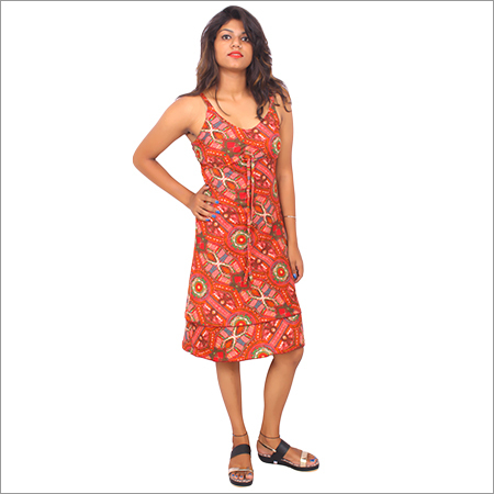 Ladies Printed One Piece Dress - Cotton, Sleeveless, Available in Various Colors and Prints | Anti-Wrinkle, Washable, Colorfast, Eye-Catchy Design