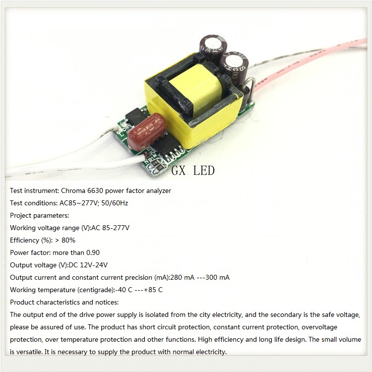 Built-in Led Driver Power Supply 4-7x1w Input Ac 85-277v Output Dc 12v-24v/300ma5%