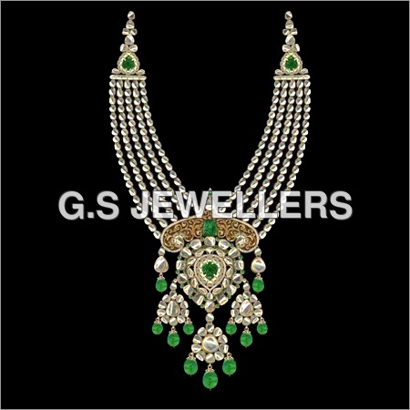 Kundan Meena Polki Line Necklace
