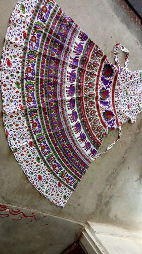 Jaipuri Dress - Hand Block Printed Multi Color Fabric Size L-51" Available in XL and XXL V and Round Neck Style Casual & Ethnic Wear