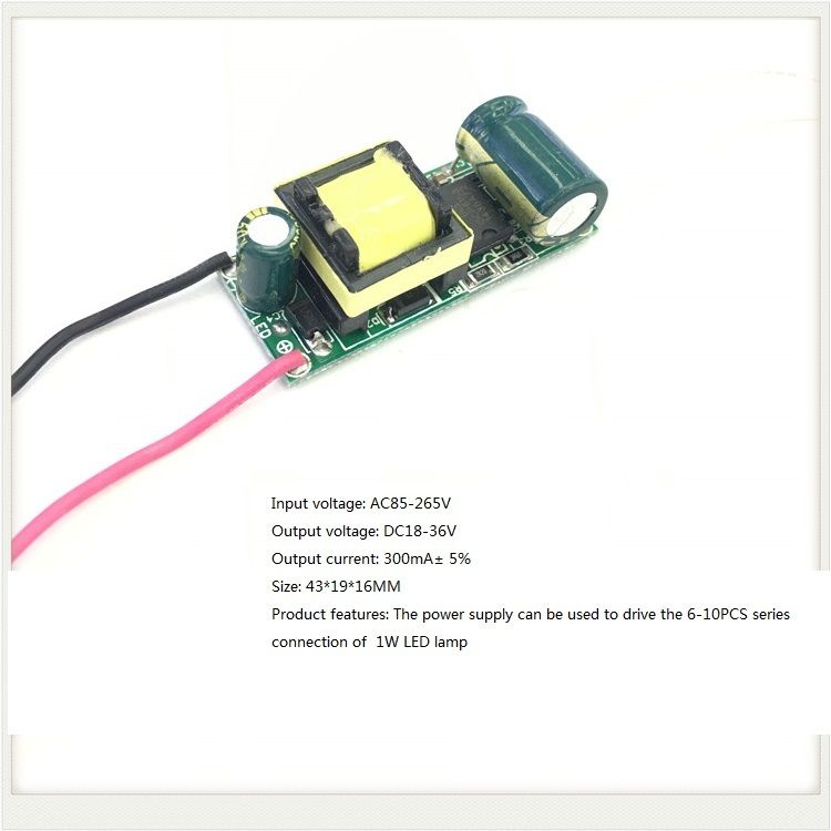 Built-in Led Driver Power Supply 6-10x1w Input Ac85-265v Output Dc18-36v/300ma5%