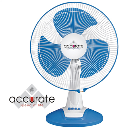 Electrical Table Fan - ABS Material, Compact Design, White/Ivory Finish | 3 Blades, Oscillating, Table Installation, Speed Control
