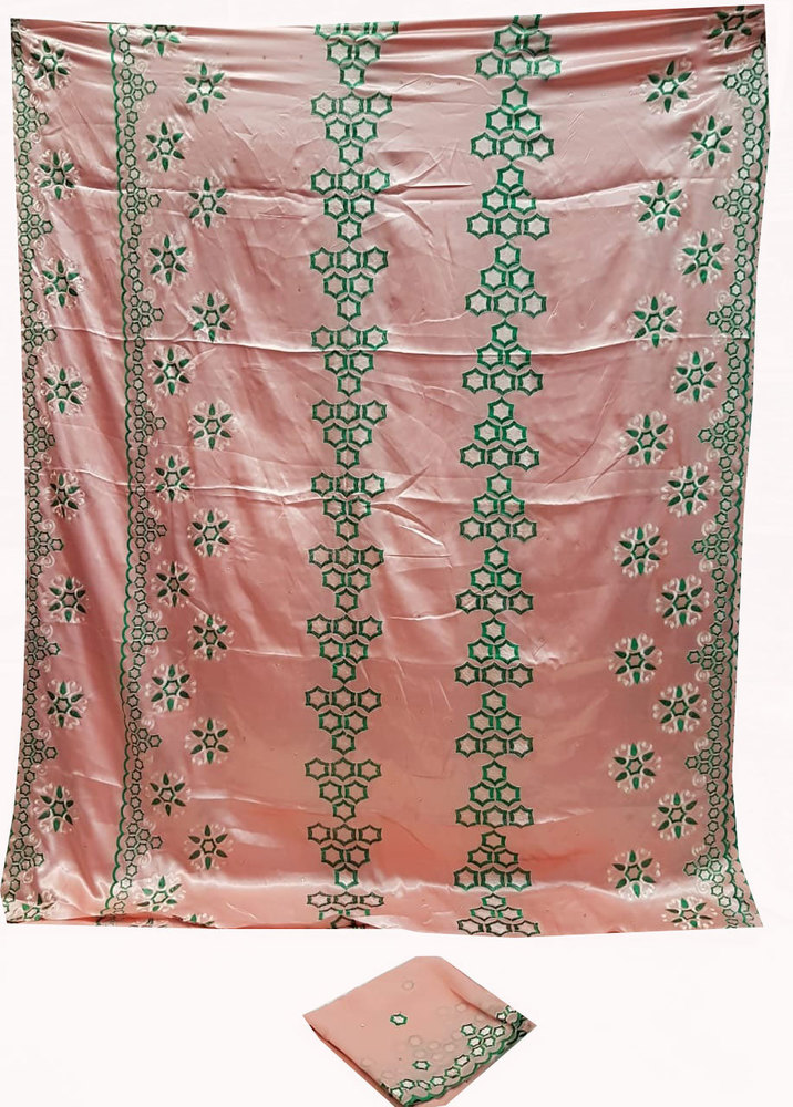 Silk Embroidery Pink Color with 3.5 Yard Silk embroidery and 2.25 Yard scarf head tie.