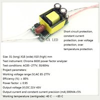 Built-in Led Driver Power Supply 7-12x1w Input Ac85-277v Output Dc21-42v/300ma5%