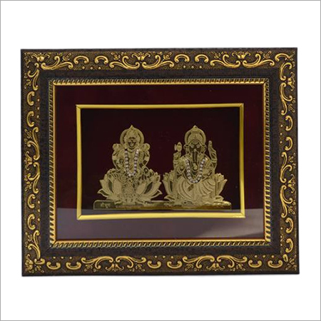 Gold Plated Laxmi Ganesh Ji Frame