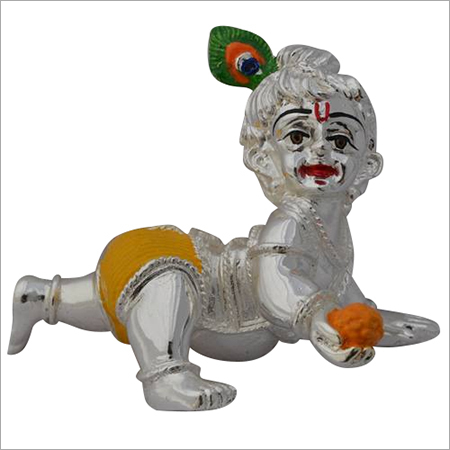 Makhan Chor Krishan Statue - Silver, 4 Inches, 150 Grams | Handcrafted, Polished Finish, Intricate Details, Spiritual Collectible