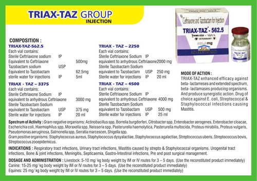 Ceftriaxone and Tazobactam for Injection (Triax-Taz)