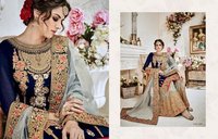 Navy Blue Heavy Bridal Embroiered Sharara Suit