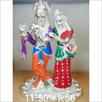 Radha Krishna Statue - Hand Carved And Silver Plated, 11.50 X 7.50 Inches, Elegant Design And Detailed Carvings, Ideal For Homes And Temples, Perfect Gift For Festivals