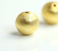 Brushed Gold Plated Round Bead, Handmade Gold Plated Findings, Brushed Bead Findings