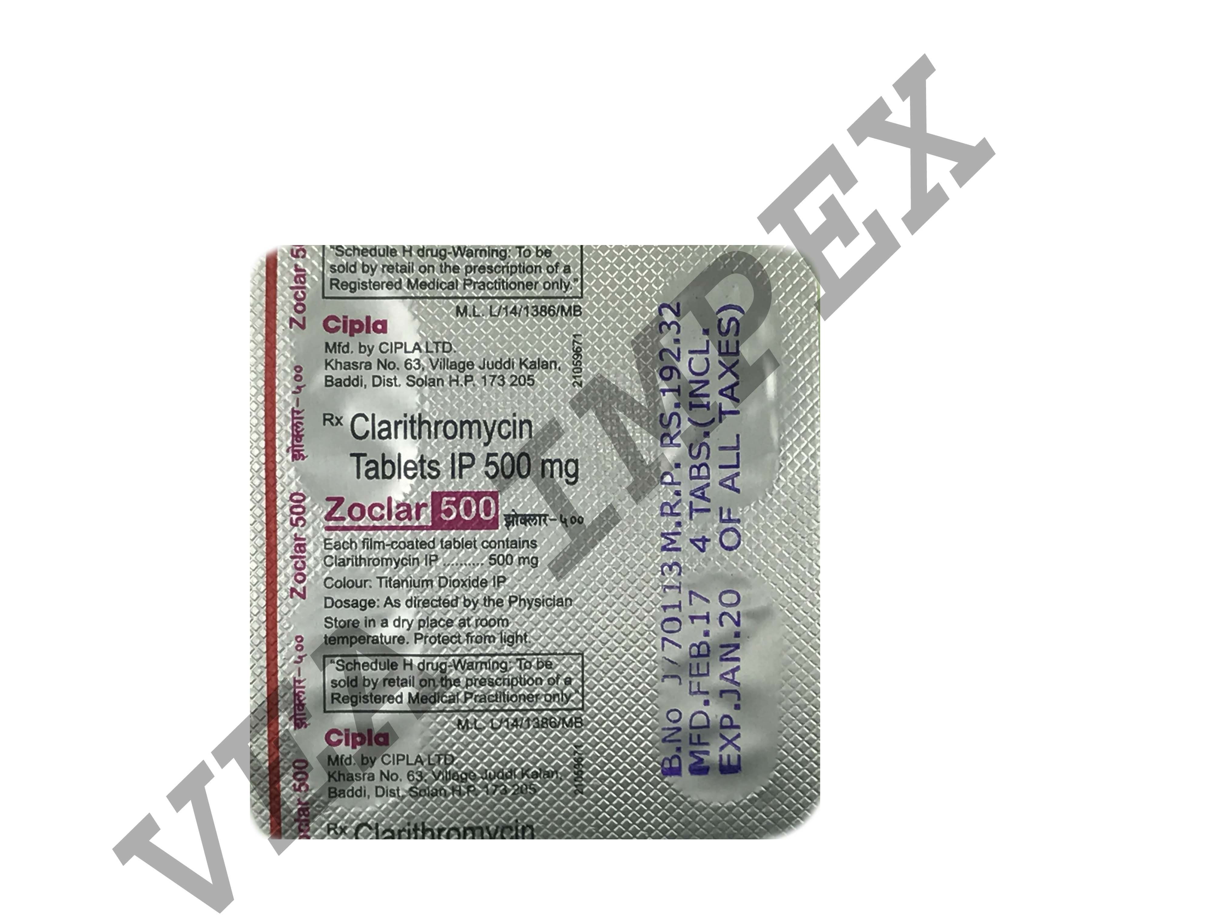 Zoclar Clarithromycin 500 mg Tablets