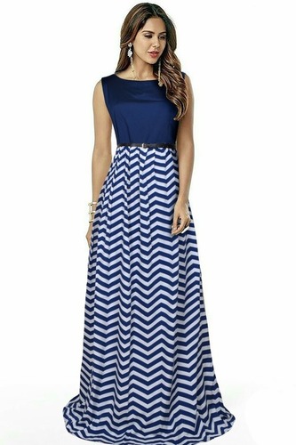 Classical Zigzag Blue Gowns - Feature: Washable