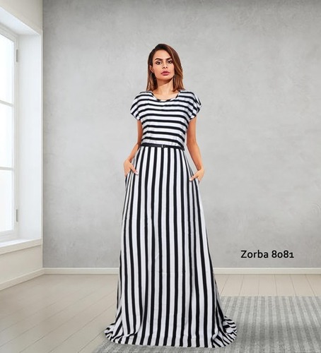 American Crepe Printed Designer Western Gown