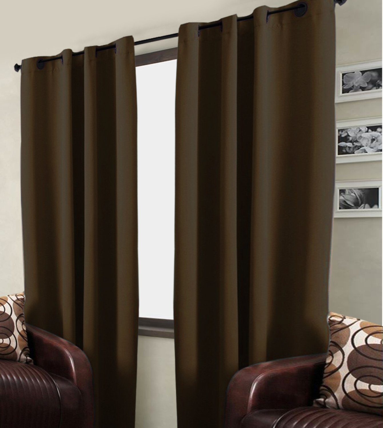 Kurtains2fly Blackout Curtain- 2-Panel Brown Color 4.5 x 9 ft (Brown, 4 x 6)