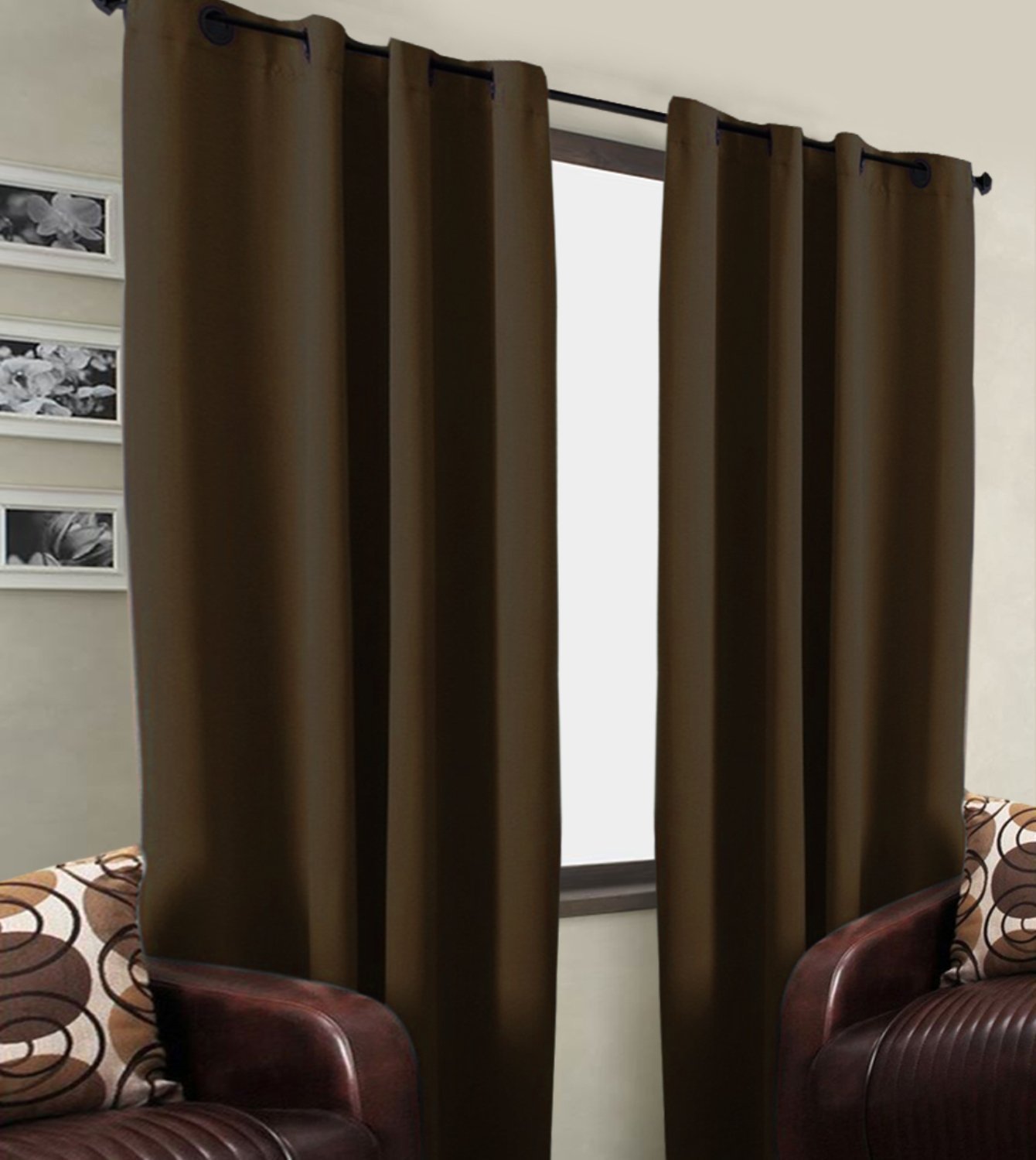 Kurtains2fly Blackout Curtain- 2-Panel Brown Color 4.5 x 9 ft (Brown, 4 x 6)