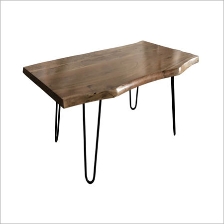 LIVE EDGE WOOD TOP WITH HAIR PIN IRON LEGS COFFEE TABLE