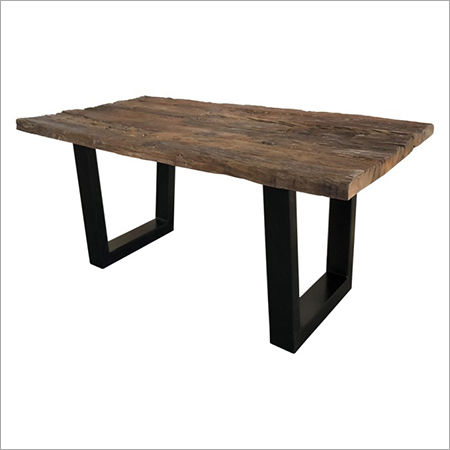 RAILWAY WOOD TOP WITH 'U' LEGS COFFEE TABLE