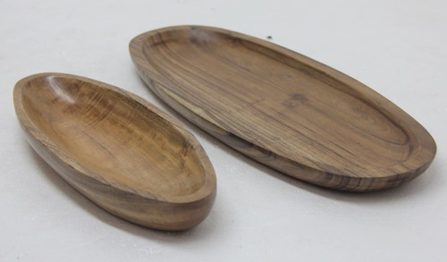 Classical Boat Shaped Platter In Acacia Wood