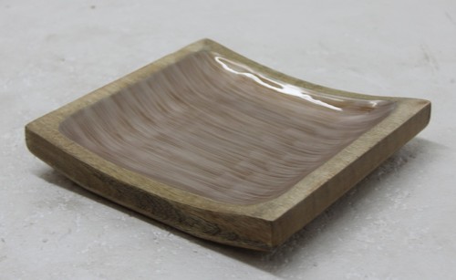 Modern Mango Wood Platter With Enamel