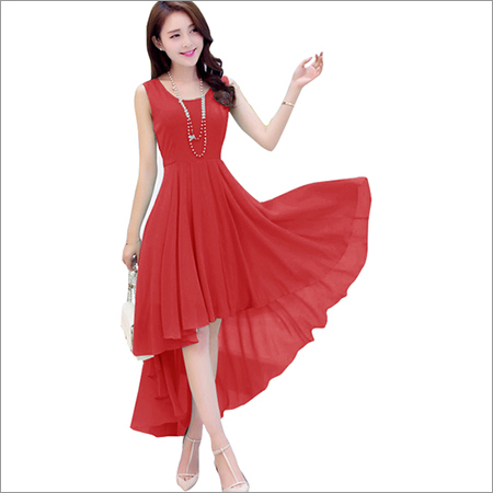 Ladies Plain Red One Piece Dress at 