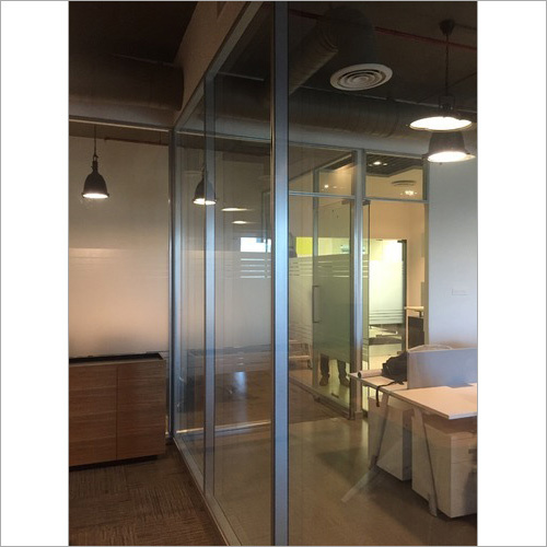 Silver Aluminum Door Office Partition