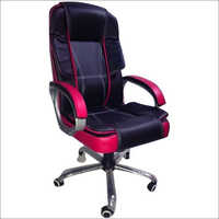 Office Revolving Chair - Leather Material, Ergonomically Designed, Fixed Armrests, Black Color | Smooth Rolling Caster Wheels, Star Base Design, Suitable For Office Seating