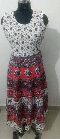 Cotton Printed Short Jaipuri Midi Dress