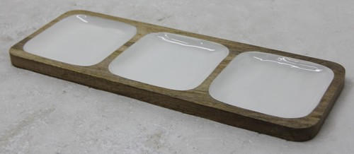 White Enamel Platter With Three Partition White Enamel Platter With Three Partition