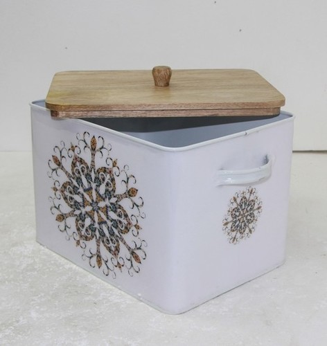 Enamel Metal Storage White Box