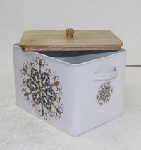 Enamel Metal Storage White Box