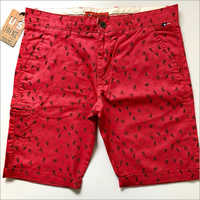Mens Red Shorts - Cotton, Knee Length, Printed Pattern | Ideal for Active Wear, Comfortable Fit, Stylish Design for Men