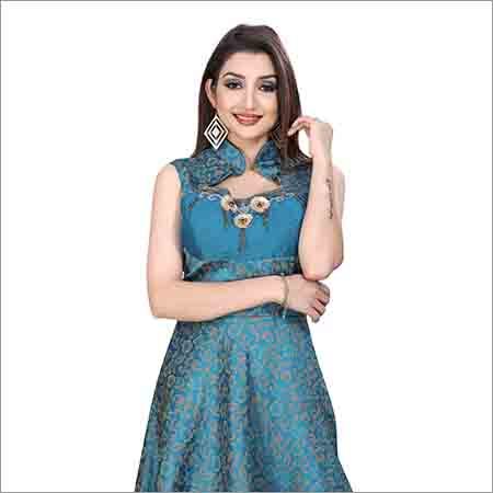 Ladies Sleevless Blue Gown