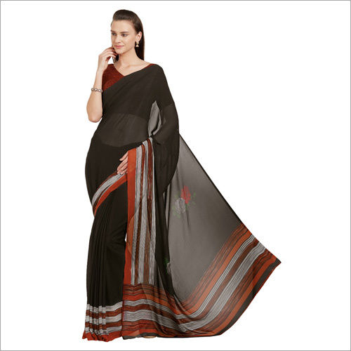 Georgette Black Saree