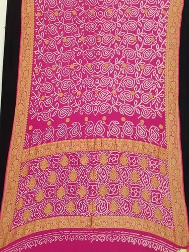 Pink Gaji Silk Bandhani Dupatta
