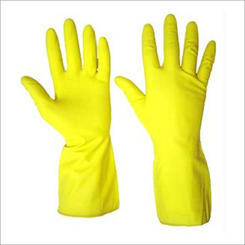 Rubber Hand Gloves - Rubber Material, Yellow Color | Non-Irritant, Chemical Resistant, Soft Texture for Enhanced Protection