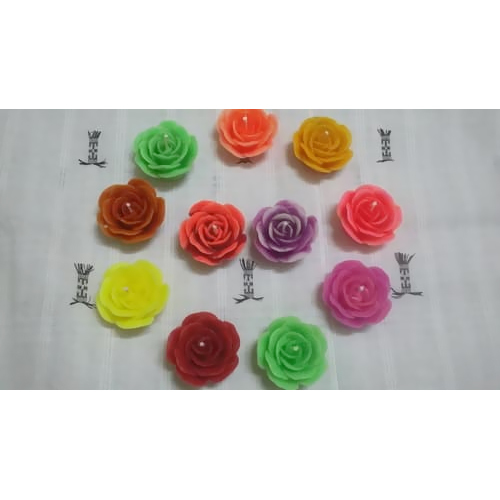 Diwali Diya - Wax, Diameter 4cm, Height 2cm | Multicolor, Fragrant, Rose Shaped, Floating, Elegant Design, Auspicious Gifting, Event Decoration