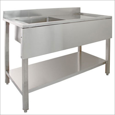 Silver Commercial Kitchen Sink Table