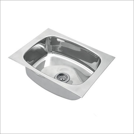 Single Deep Bowl Kitchen Sink - Stainless Steel, 600 x 450 x 220 mm, Grey | Deck Mounted, Polished Finish, Square Shape, One-Piece Design