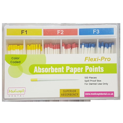 Paper Point Protaper - Paper, Sizes F1-F3, White | High Absorbency, Color Coded, Sterile, Convenient Packaging