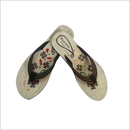 106 Ladies VS Sandal - Beige PVC, Floral Print | Lightweight, Flat Sole, Stylish Strap