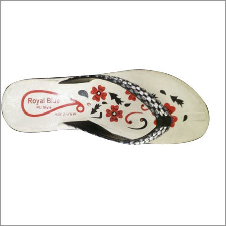 Ladies Grey White Slipper - PVC, Standard Sizes, White Floral | Stylish Design, Durable, Water Resistant, Comfortable Sole