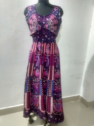 Rajasthani Printed Maxi Style Long Jacket Dress Bust Size: Up To 44 Inch (In)